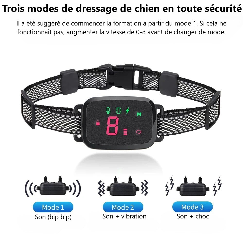 collier-anti-aboiement-affichage-numerique-demontrant-3-modes-differents