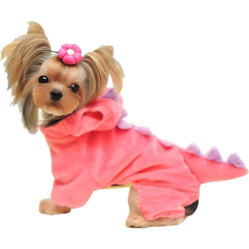 deguisement chien halloween dinosaure rose petit chien