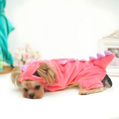 deguisement chien halloween dinosaure rose