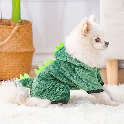 deguisement chien halloween dinosaure vert petit chien