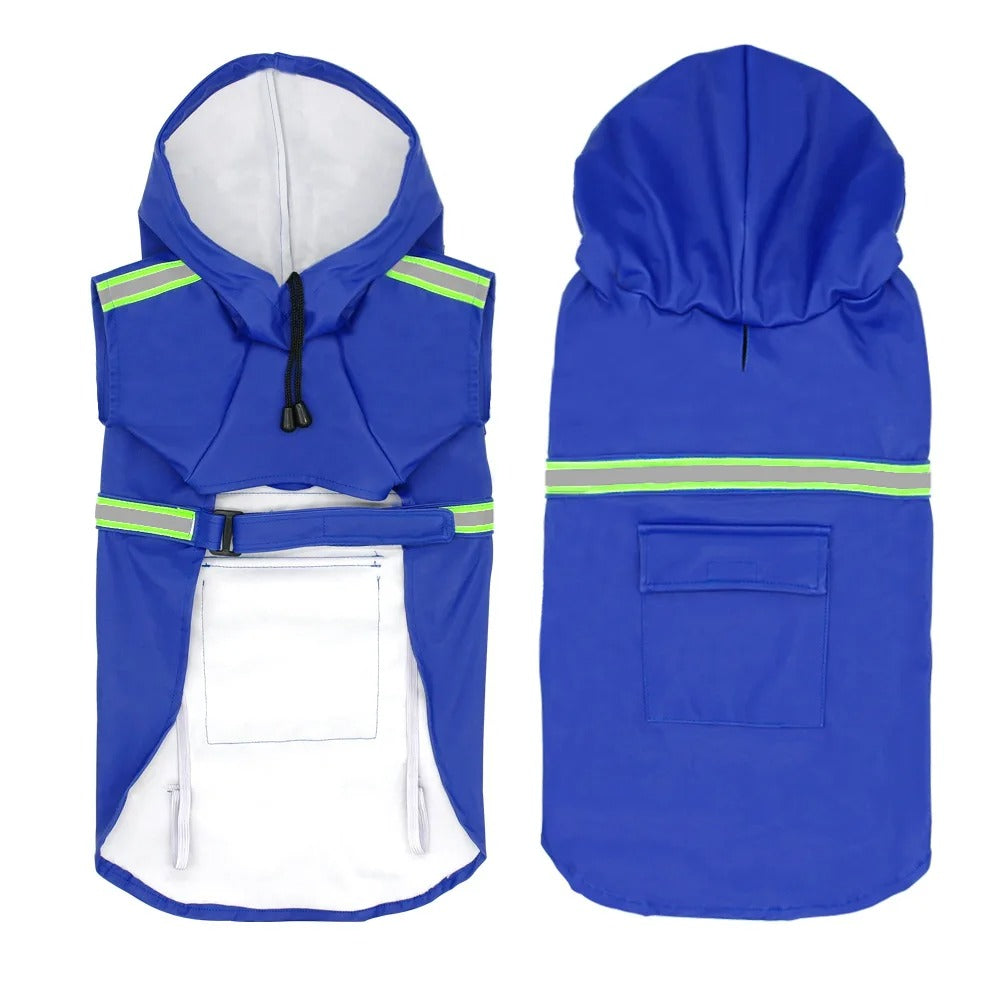 impermeable pour chien coupe-vent bleu devant et dos