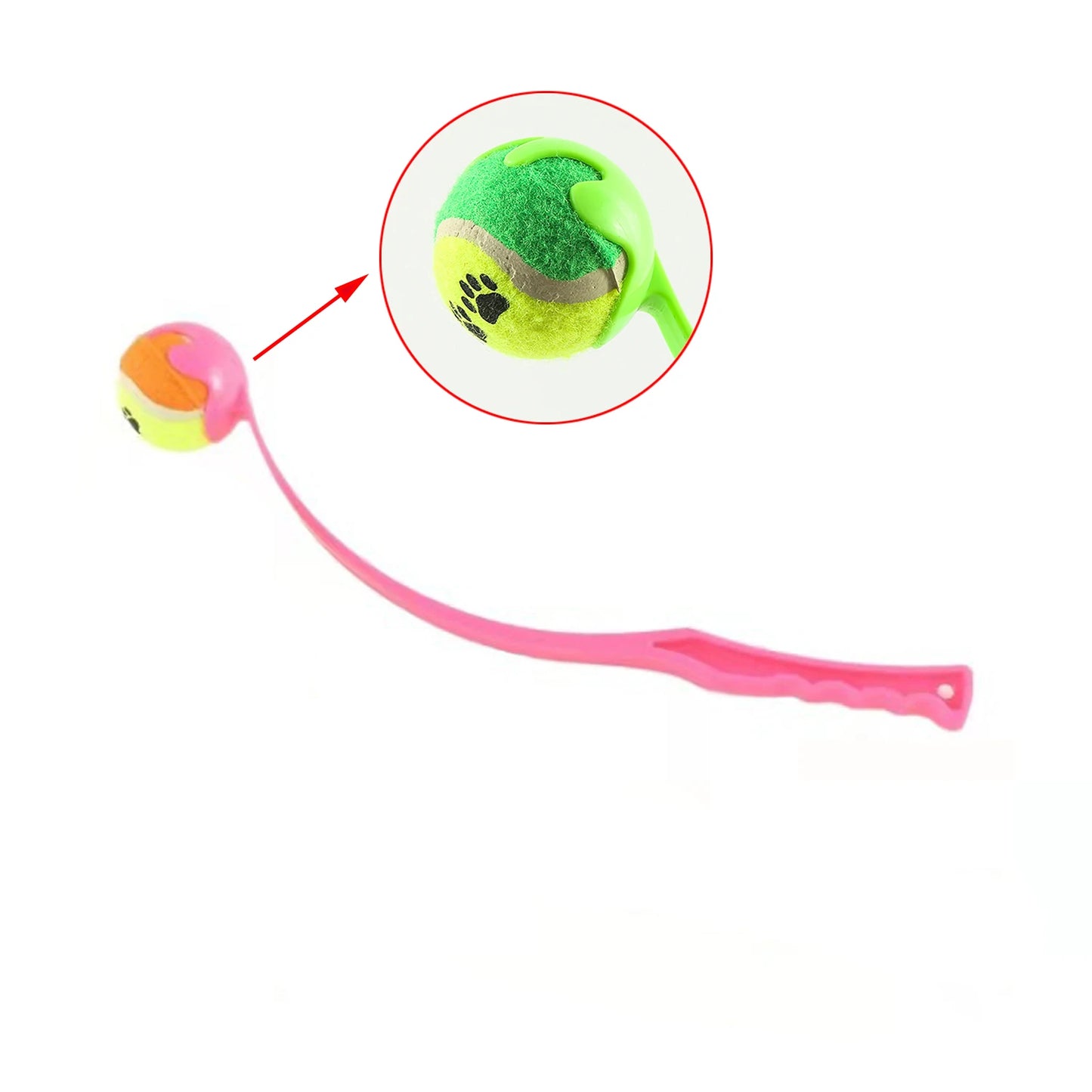 lanceur de balle pour chien variante couleur rose avec balle