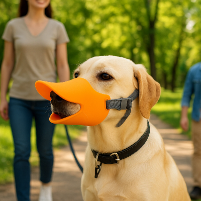 museliere chien bec canard silicone orange