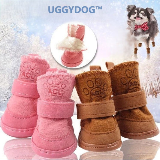 Bottes pour chien style ugg deux choix de couleurs rose ou brun