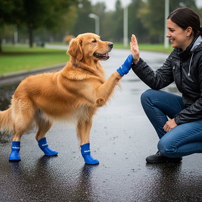 Bottes pour chien caoutchouc bleues