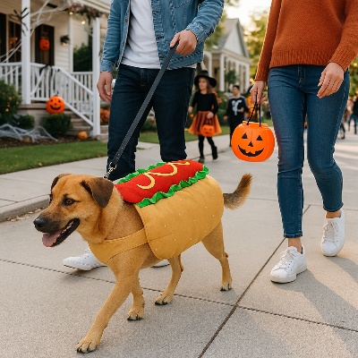 deguisement chien halloween hotdog balade confortable
