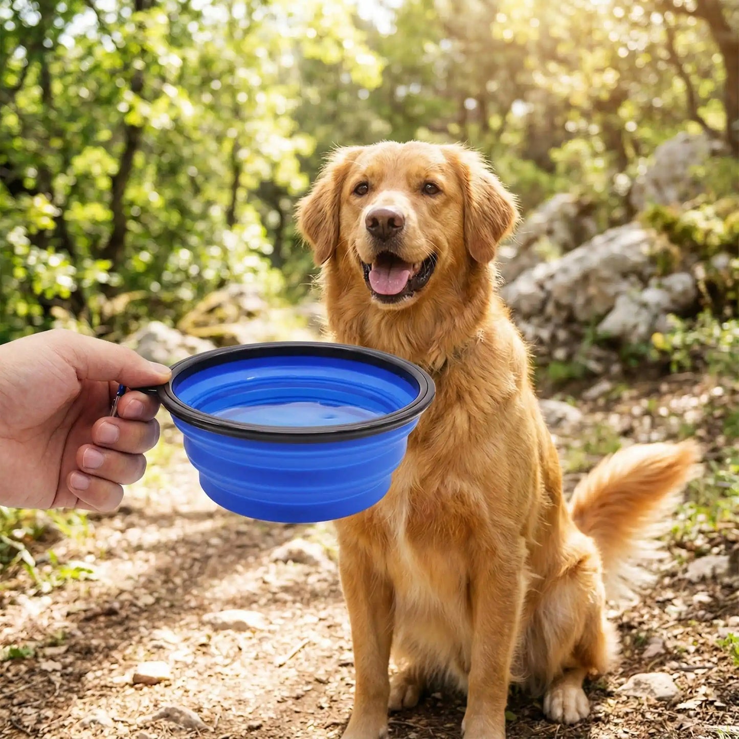Gamelle pour chien en silicone bleue