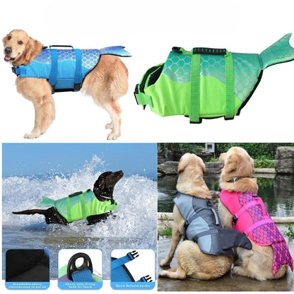 gilet-sauvetage-chien-requin-sirene-flottaison-piscine
