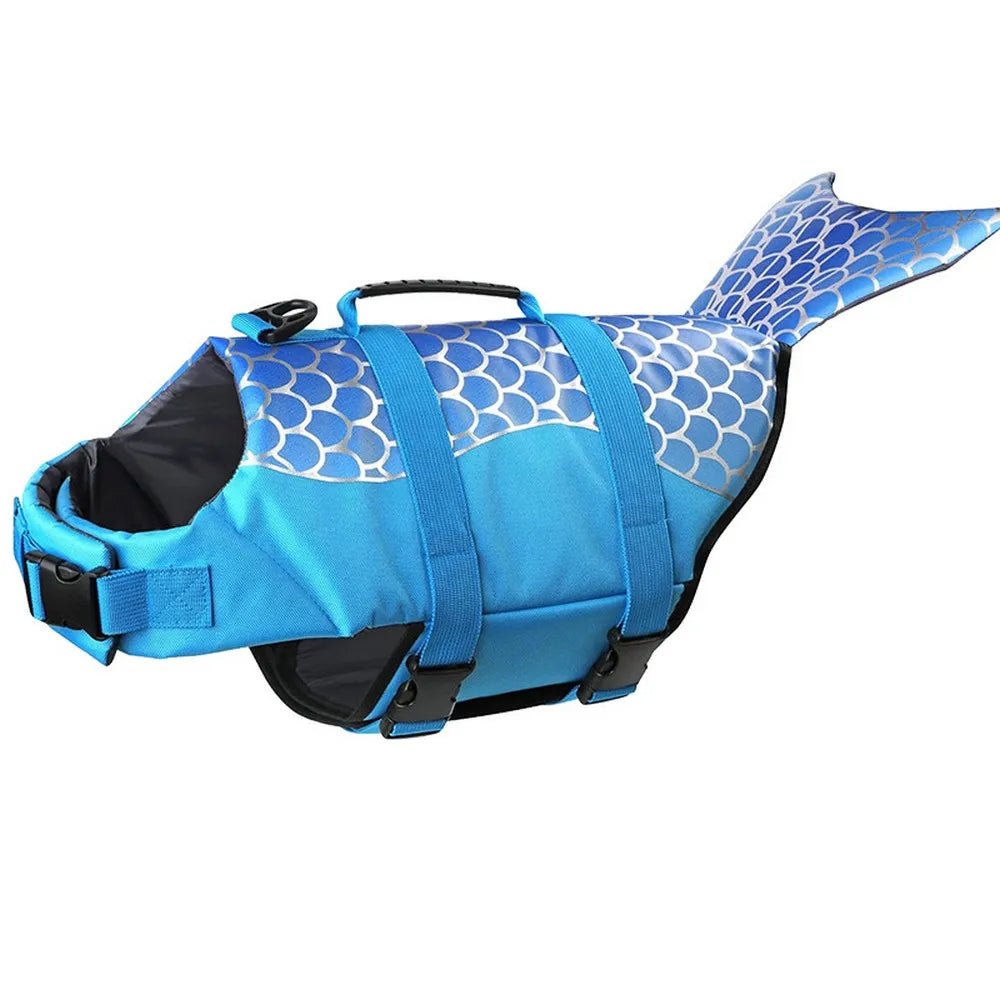 Gilet de Sauvetage pour chien queue de sirene bleu ajustable