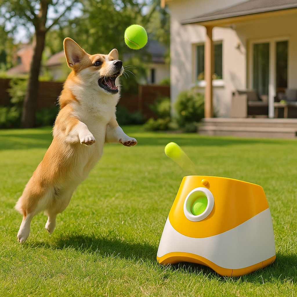 lanceur de balle pour chien automatique chien corgy saute pour attraper la balle