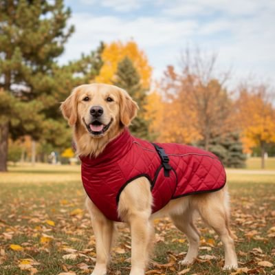 manteau pour chien golden retriever parc automne