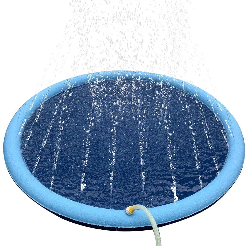 piscine pour chien tapis arroseur en fontaine couleur bleu