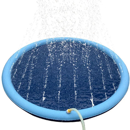 piscine pour chien tapis arroseur en fontaine couleur bleu